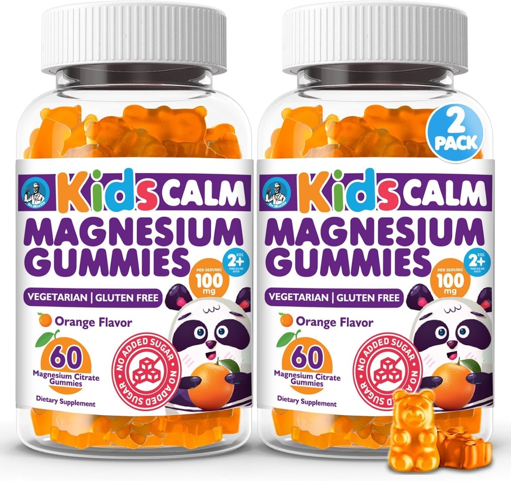 Dr. Moritz Umirjanje in sprostitev otroci Magnezij Gumiji, Non-GMO in Nizki sladkor Magnezij otroci Chewy dodatki, Sleep Gumies otroci, Orange Flavor