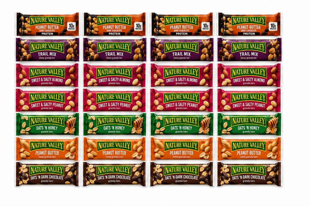 Nature Valley Variety Pack Granola & Protein Bars, 28 Count Assorted Snack Bars, Peanut Butter Dark Chocolate Protein, Trail Mix, Sweet & Salty, Oats N Honey & Peanut Butter Flavors, Individually Wrapped Grab-and-Go Snacks