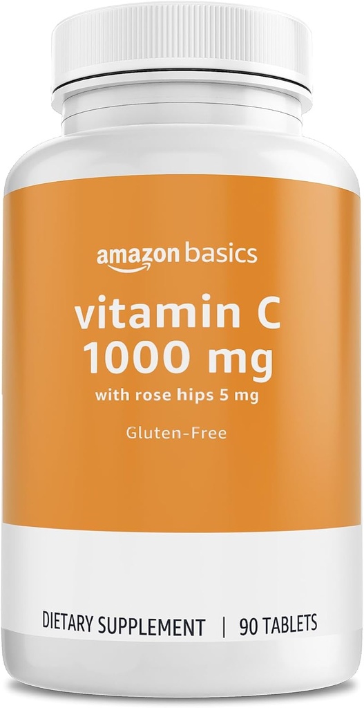 Osnove - Vitamin C, 1000 mg z Rose Hips 5mg, 90 tablet (1 na odmerek), Gluten Free