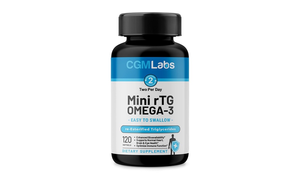 rtG Omega 3 ribje olje prehranska dopolnilo - visoka absorpcija in hitro ukrepanje, Burpless ribje olje dodatek iz sardona. reesterificiran triglicerid w/EPA & DHA (kot rTG) 960mg - 120 Softgels by CGM Labs