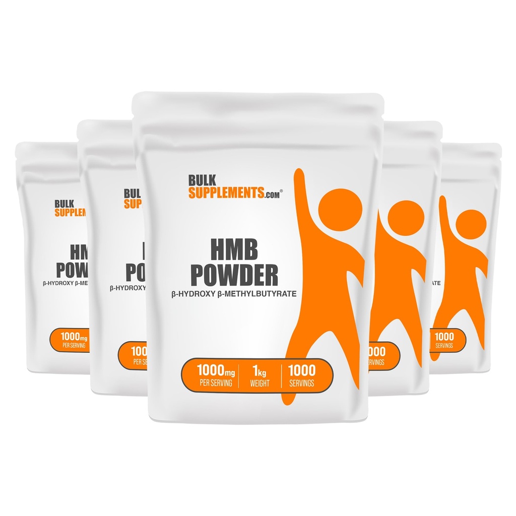 BulkSupplements.com HMB prašek - kot dodatek kalcij HMB, beta-hidroksi beta-metilbutirat - Unflavored & Gluten Free, 1g na serviranje, 1kg (paka 5) (11 funtov)