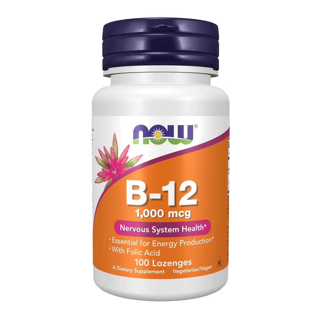 Zdaj dopolnila, Vitamin B-12 1.000 mcg s folno kislino, Zdravje živčnega sistema*, 100 Žvečljive Lozenges