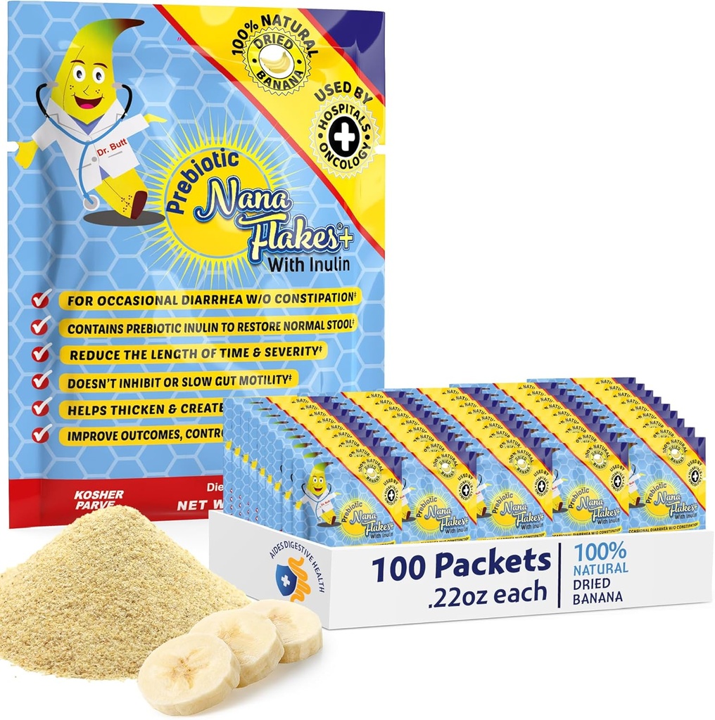 Prebiotične Nana kosmiči 100% Pure Banana Kosmiči Medical Food Powder, zmanjšanje vnosa maščob in naravna Remedy za drisko in srce opekline - Great Source of Protein & Fiber - Single Serve (100 paketov)