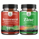 Sveženj Youthful Trans Resveratrol - Resveratrol kapsule z AMPK Activator za celično zdravje & Vitalnost in cink 50mg Imunska podpora dodatek - Cinkov kompleks za izboljšanje las kože in nohtov