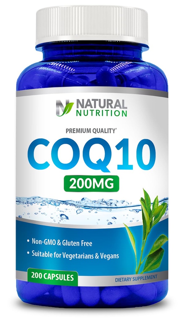 Generični naravni vitamin Coq10 200 mg, 200 kapsul, hitra absorpcija - brez glutena in brez glutena