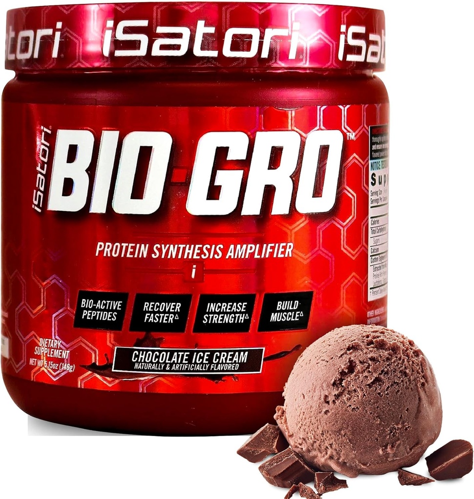 iSatori BIO-GRO protein sinteza Ojačevalec, za regeneracijo mišic in rast, Izboljšan Stimulant brezplačno Pred-delo in kolostrum dodatek z bio-aktivnimi peptidi- Čokoladni sladoled (60 Serving)