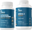 Dr. Tobias Omega 3 Ribje olje in liposomski glutation - podpira imunske funkcije, zdravje kože in absorpcijo hranil - Ne-GMO