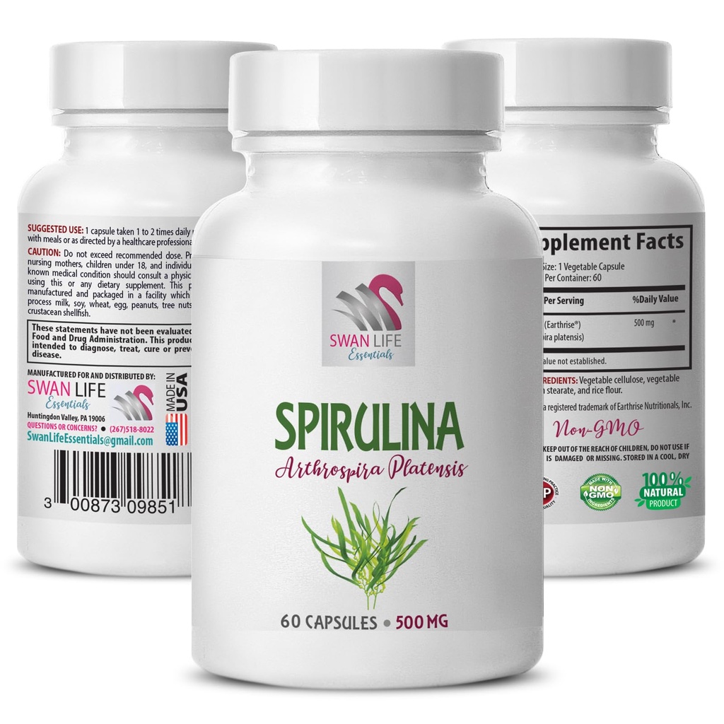 immune defense supplement - spirulina and chlorella capsule - SPIRUILINA 500MG - spirulina tablets - spirulina and chlorella powder organic - Spirulina Herbal Supplements - blue spirulina - 1 bottle