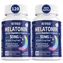 NEVISS melatonin 50 mg za odrasle - dodatna moč 9- v-1 hitro raztapljanje podjezično - visok odmerek z magnezijevim glicinatom, vitamin D3, Ashwagandha, limonin balzam, kamilica, brez sladkorja,vegan 120 tablet