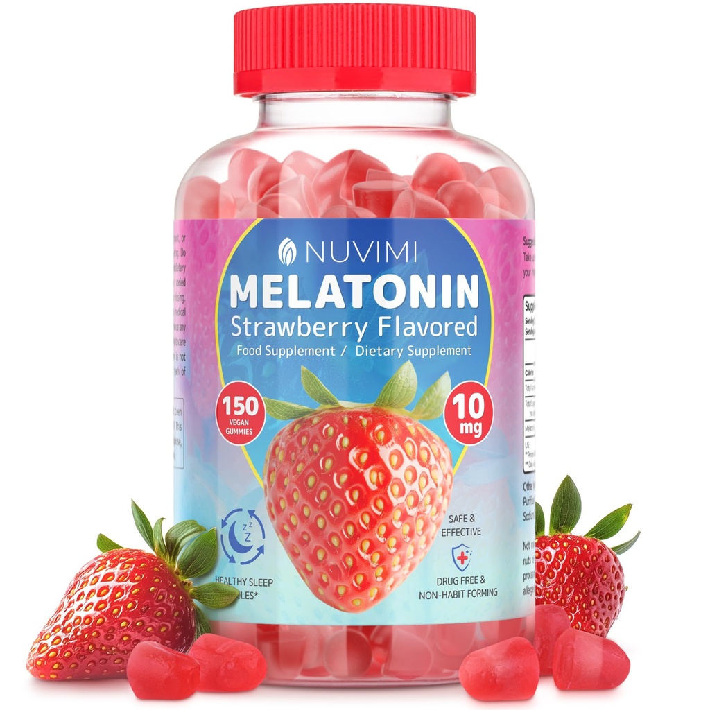 Melatonin Gumies - 10 mg jagode aromatizirana prehrana dopolnilo za pomoč podporo spanja - 150 Vegan Gumies