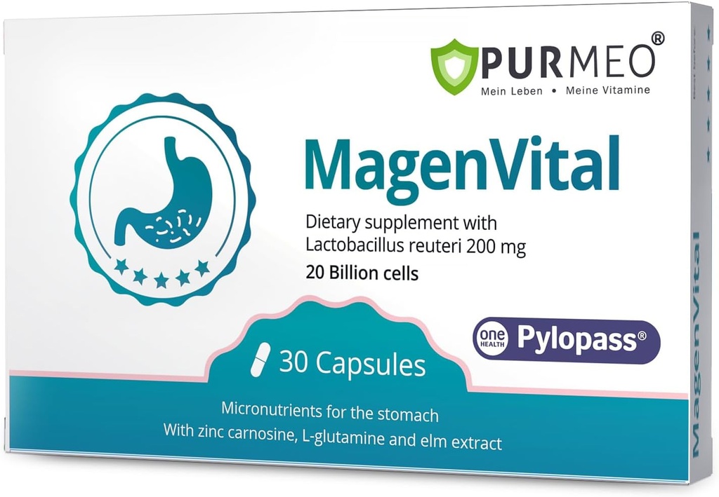 5 v 1 Visoka jakost H. Pylori zdravljenje probiotiki - Gastritis podpora - 1 na dan - Pylopass Lactobacillus Reuteri DSM17648 - Ni potrebno hlajenje - Made in Germany