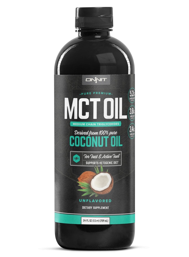 Onnit MCT Oil - Pure MCT Kokosovo olje, ketogena prehrana in Paleo Optimizirano s C8, C10, lavrinska kislina - Kot nalašč za kavo, stresanje in kuhanje (Flavorless - 24oz)