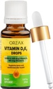 ORZAX Vitamin D3 K2 Kapljice - podpira gostoto kosti in absorpcijo kalcija - za kosti, mišice in srce - (0,67fl oz - 20 ml)