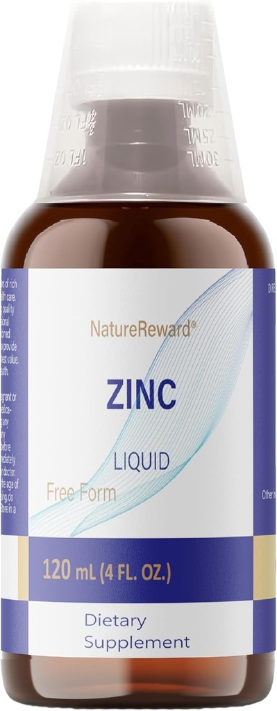 Organski tekoči cink, 60 Servingi – Brezalkoholni cinkov sulfat – podpira imuno zdravje in presnovo – antioksidant – Gluten-free, Non-GMO, Vegan & Paleo prijazno (120 ml), 4 FL OZ