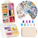 14 Mreže Travel tablete Organizator Box z 415-Pcs Medicine Ime Nalepke - Žepni dnevni Lekarna Case Container Kit - Travel Medicinal Holder Dispenser for Fish Oil Vitamin Supplement Storage - Khaki