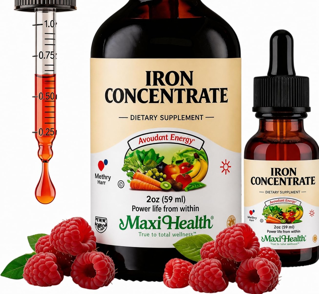 Maxi Health Iron Supplement 15mg na ML – povečanje ravni energije in krvi brez slabosti ali zaprtje – Tekočih železnih kapljic za moške, ženske in otroke – 2 oz. (2 oz, 2 Pack)