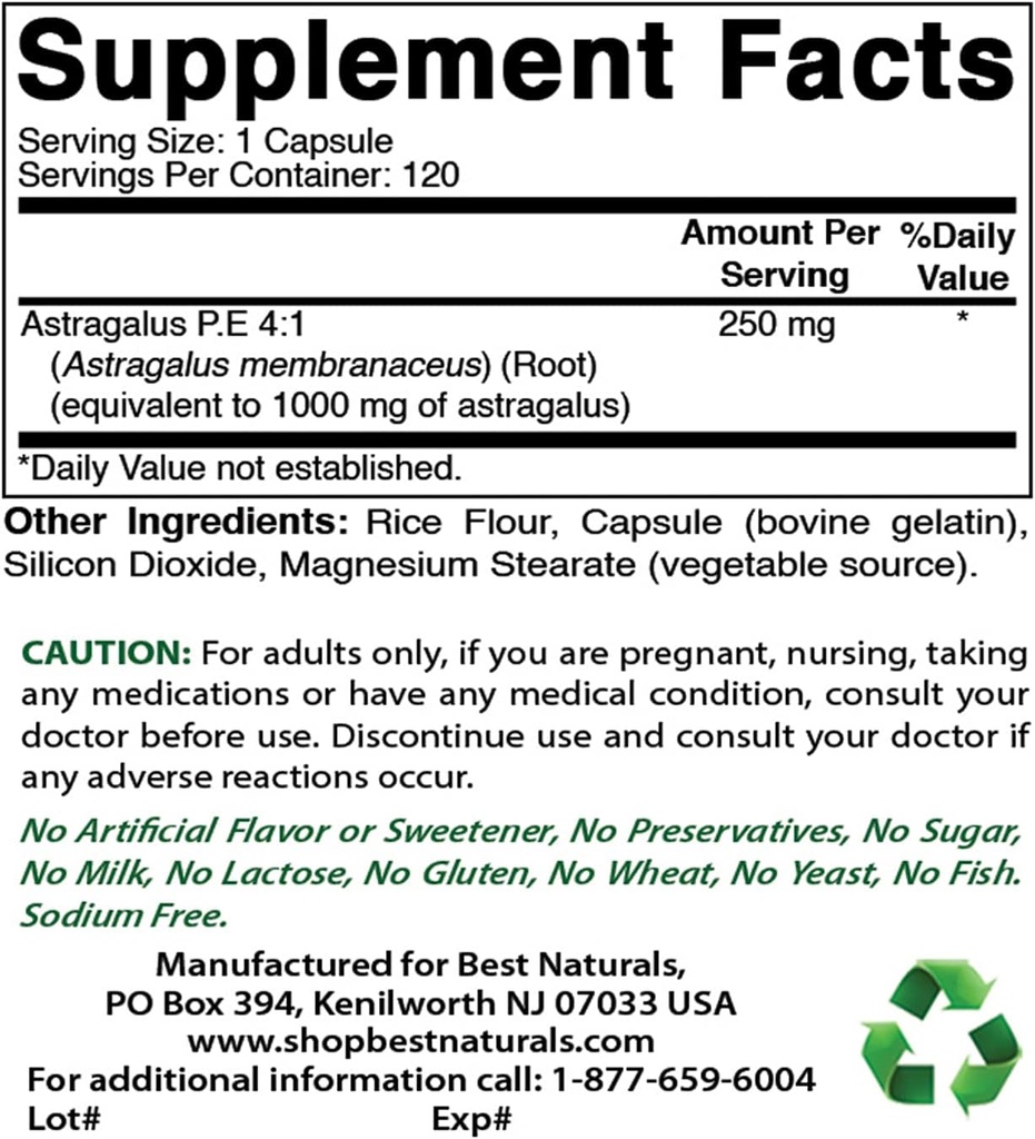 Najboljši naravni Astragalus 1000 mg & magnezijev glicinat 425 mg