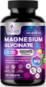 Magnezij Glycinate 500mg - Chellated for Ultra Absorption - podpira kosti, mišice, živcev in srca, podpora za spanje narave, najboljše tablete magnezija za podporo celega telesa - 120 tablet