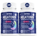 Melatonin 40 mg za odrasle - hitro raztapljanje in žvečljivo podjezično spanje dodatek - ekstra moč melatonin z vitaminom D3 & MSM, Selen za zdravljenje počitek cikel, globoko Zzzs, sladkor brez, 180 Servinges