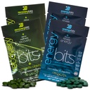 ENERGYBITS/RECOVERYBITS - Organic Spirulina & Klorella tablete - Enodelni servacijski vzorčni paketi - Alge Superfood - visoki proteini, klorofil - samooskrba - Vegan, Keto, Gluten Free - 4 vrečke, 30/Bag