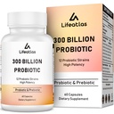 300 milijard CFU probiotiki - probiotiki za ženske in moške, 12 probiotičnih sevi Plus prebiotik, za imuno & prebavni, črevesno zdravje, plinsko napenjanje, police Stable - 60 Caps