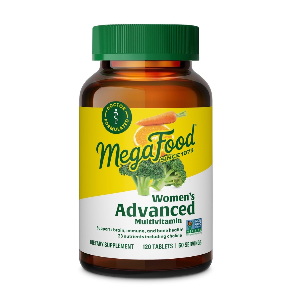 Megafood ženski napredni multivitaminski za ženske - doktor Formulirani z železom, holinom, vitaminom D, vitaminom C in cinkom - zdravje možganov - Imunska podpora - Non-GMO - Vegetarian - 120 Tabs (60 strežb)