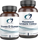 Zasnova za oblikovanje zdravja Magnezij Glicinat Complex (60 kapsul) & vitamin D Vrhunska (30 kapsul) - Visoka absorpcija Magnezij s 5000 i.e. vitaminom D3 in vitaminom K2 / K1 - Kost, Imunska & Mood
