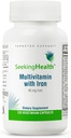 Iskanje Zdravje Multivitamin z železom, 45 mg kelirano železo, aktivni vitamini B Plus L-5-MTHF, podpira zdravo imunski sistem in proizvodnjo energije, vegetarijanske kapsule (120 kapsul)