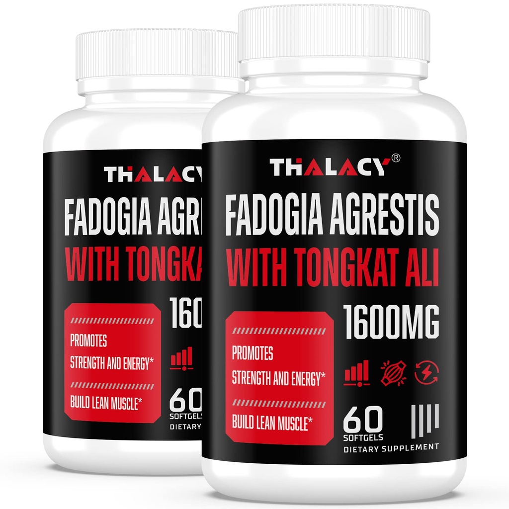 1600mg Fadogia Agrestis Tongkat Ali dodatek, Fadogia Agrestis ekstrakt za moške z Ashwagandha - Največja moč, 120 Softgels