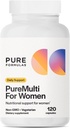 PureFormulas PureMulti za ženske - celovit multivitamin za ženske z esencialnimi hranili in zeliščno podporo Ženske Daily Multivitamini za prehransko podporo Non-GMO - 120 kapsul