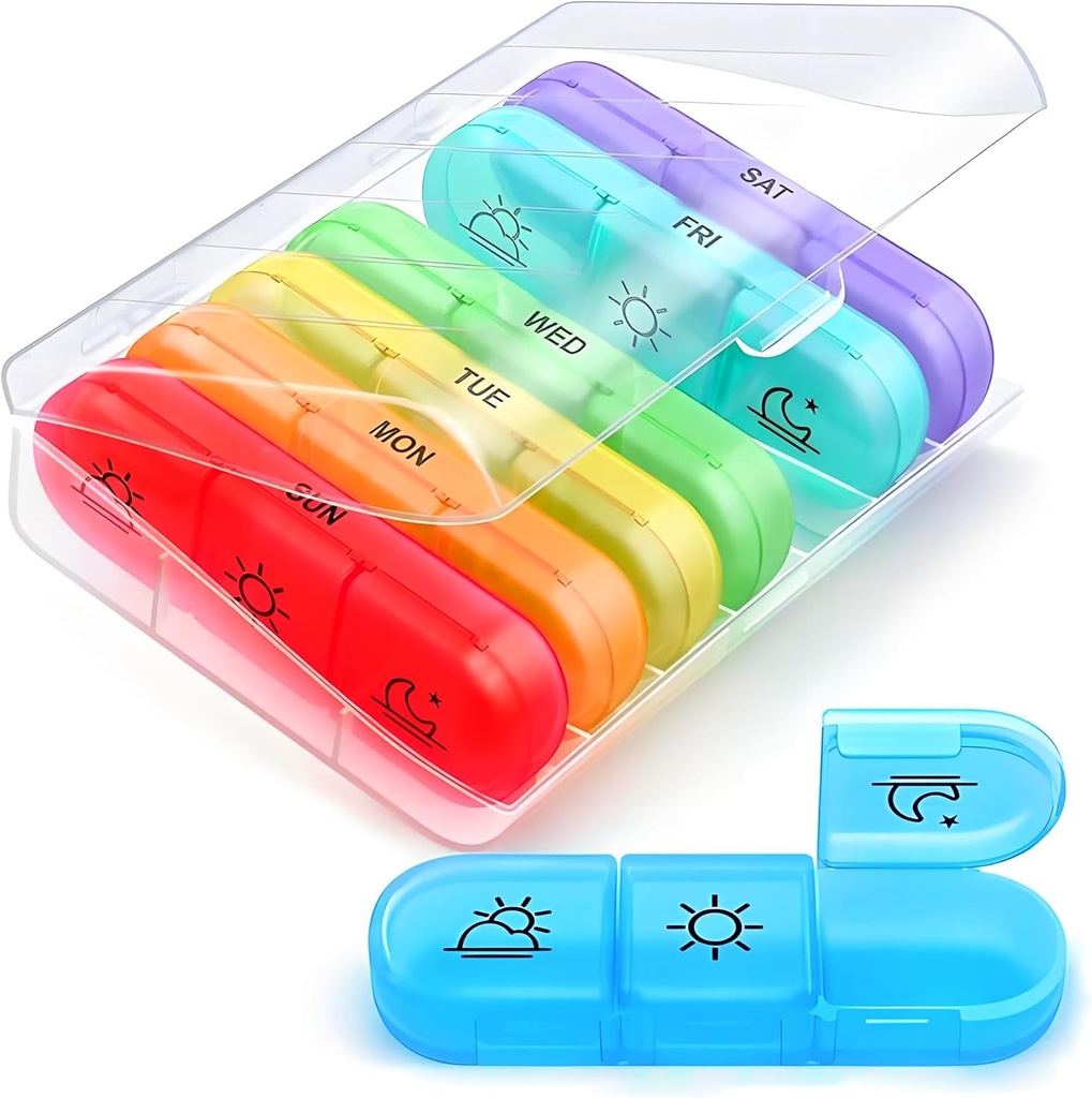AIMI tedenske tablete Organizator 3 krat na dan, velike 7 dni tablete Box 3 krat na dan z ločenim vsebnikom, Prenosne tablete Primer za zdravila, vitamini, ribje olje in dodatki