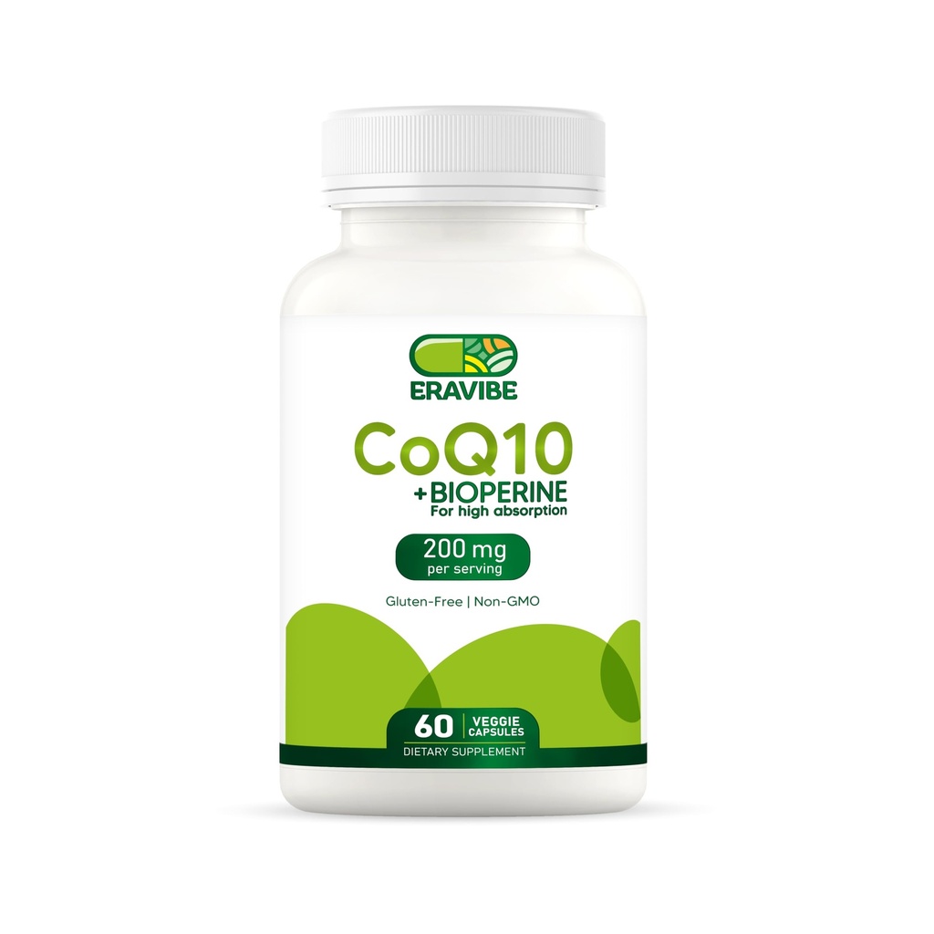Čisti CoQ10 Energy Support Visoka absorpcija z bioperinom, 200 mg na serviranje, 60 Veggie kapsule, Gluten-free, Non-GMO
