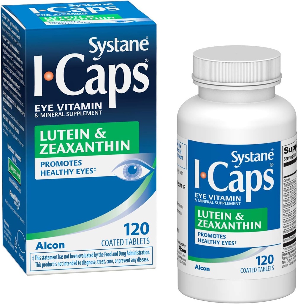 Systane ICaps Eye Vitamin & Mineral Supplement, Lutein & Zeaksantin Formula, 120 Obložene tablete