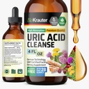 BIO KRAUTER Podpora sečne kisline Tinktura - Naravna ledvica dodatek w/Tart Cherry, Milk Thistle, Kurkuma zeliščni tekoči ekstrakti - Veganske kapljice 4 Fl.Oz.