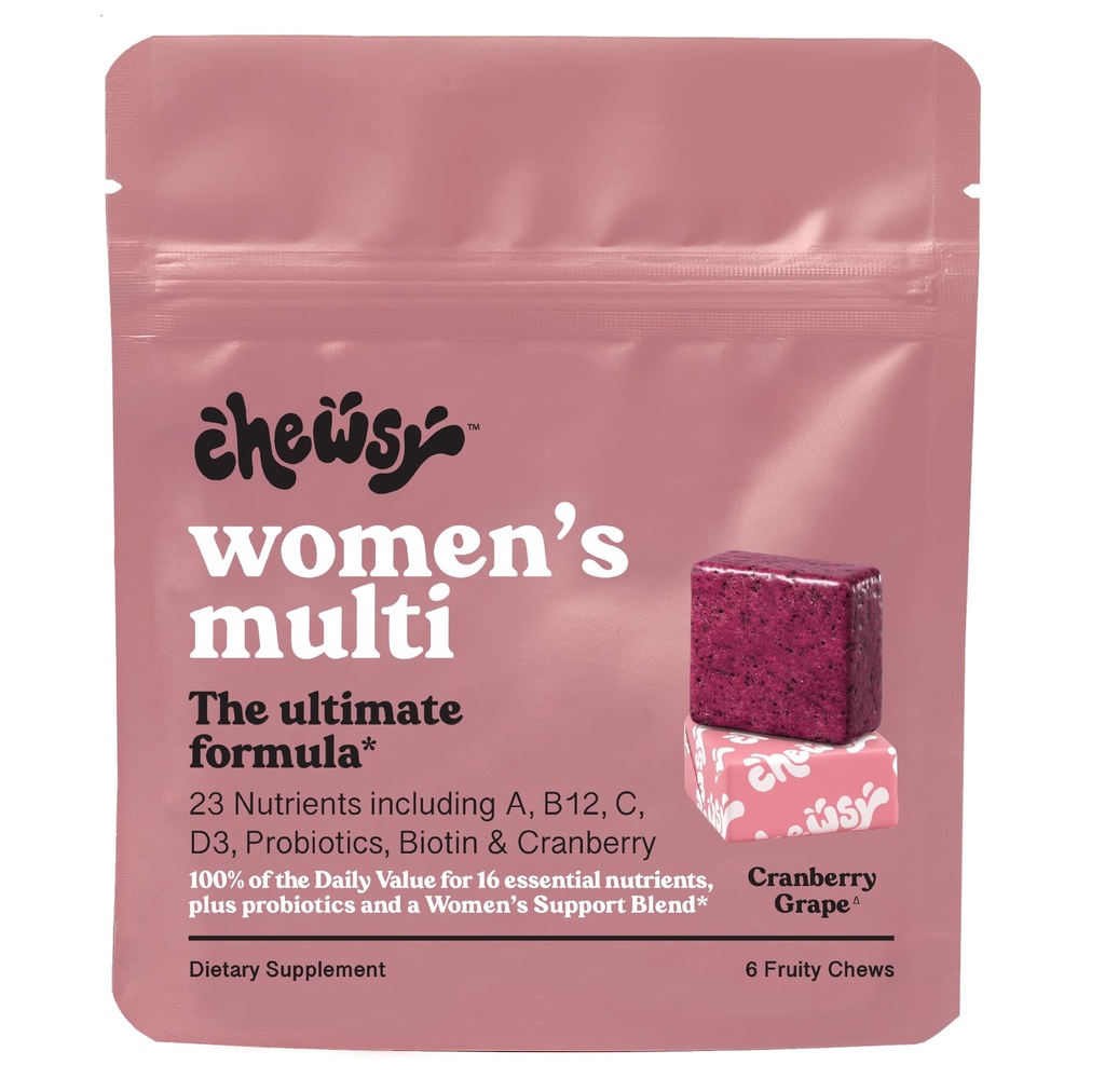 Chewsy - ženske multivitaminske žvečilke - Imunska in energijska podpora, Vitamini C, B12, A, D, E, Folna kislina, Probiotiki, Biotin - 6-dnevna dobava