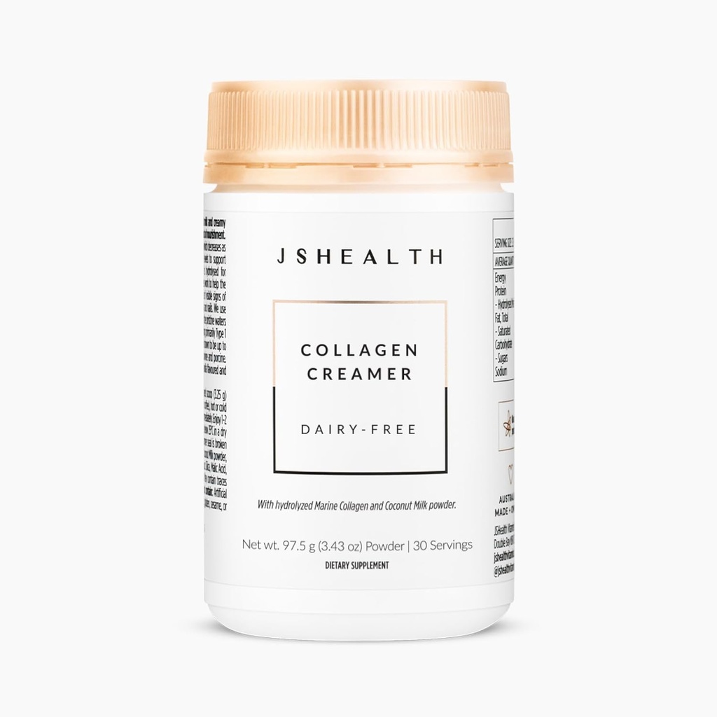 JSHealth Collagen Creamer - Vanilla Collagen Creamer za kavo - Mlečni Free Health Coffee Creamer, 30 Serving of Marine Collagen Peptides
