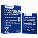 WELMAT - 4% lidokain Numbing obliž - največja moč - začasno lajšanje bolečine, hrbet, vrat, ramena, kolena, kolena, komolci, manjše kožne dražila - topična analgetična neoporečna - 30 ct