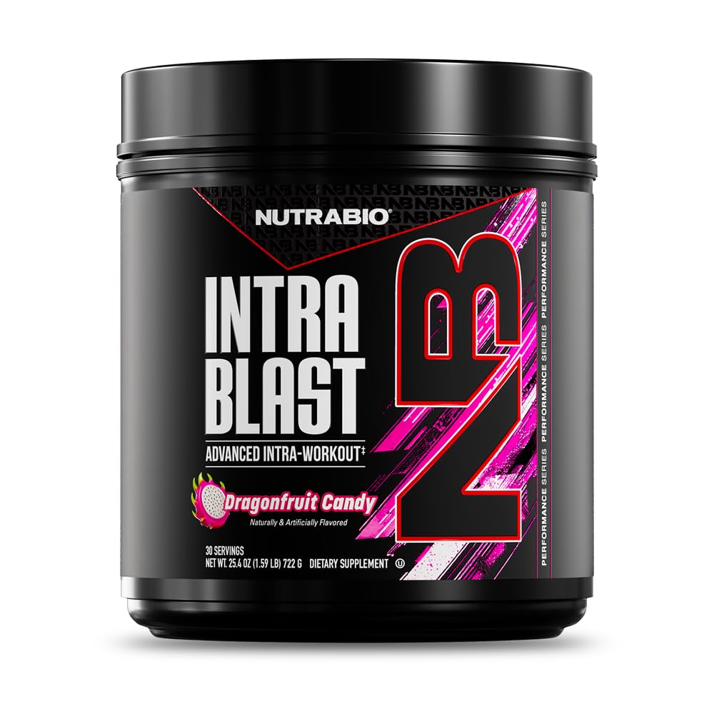NutraBio Intra Blast Bcaa Powder Aminokisline dodatek, Elektrolit in Hydration Mešanica, Intra, Pre Workout & Muscle Recovery, 20g Eaa Aminokisline v prahu, 5g Glutamin- Dragonfood Candy, 30 Serving