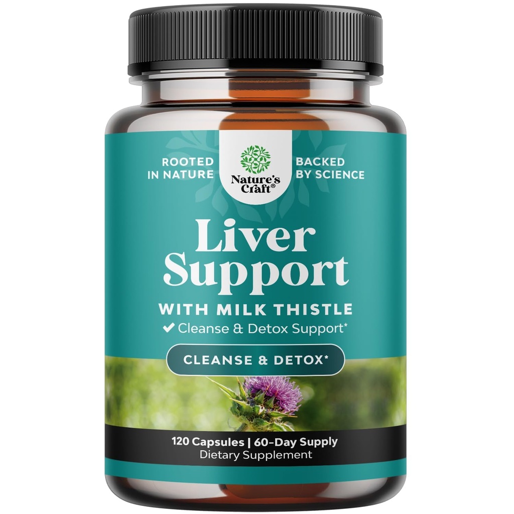 Natures Craft Jetra čiščenje Detox in popravila 120 Kapsule - Zeliščna jetra podporo mleko Thistle dodatek - Silymarin Milk Thistle dodatki z regrat, Choline, Pesetroot & Artichoke Extract