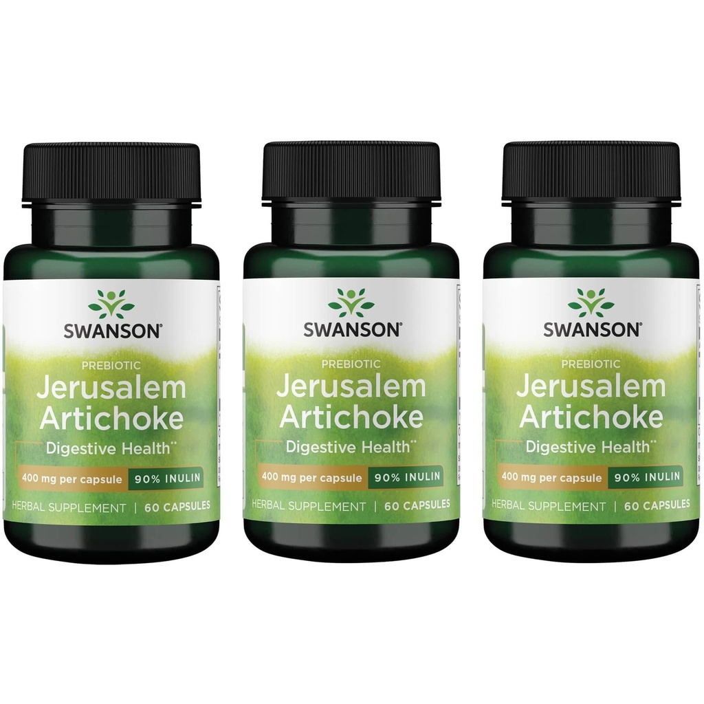 Swanson Prebiotic Jerusalem Artichoke - 90% Inulin 400 mg 60 Caps (3 paket)