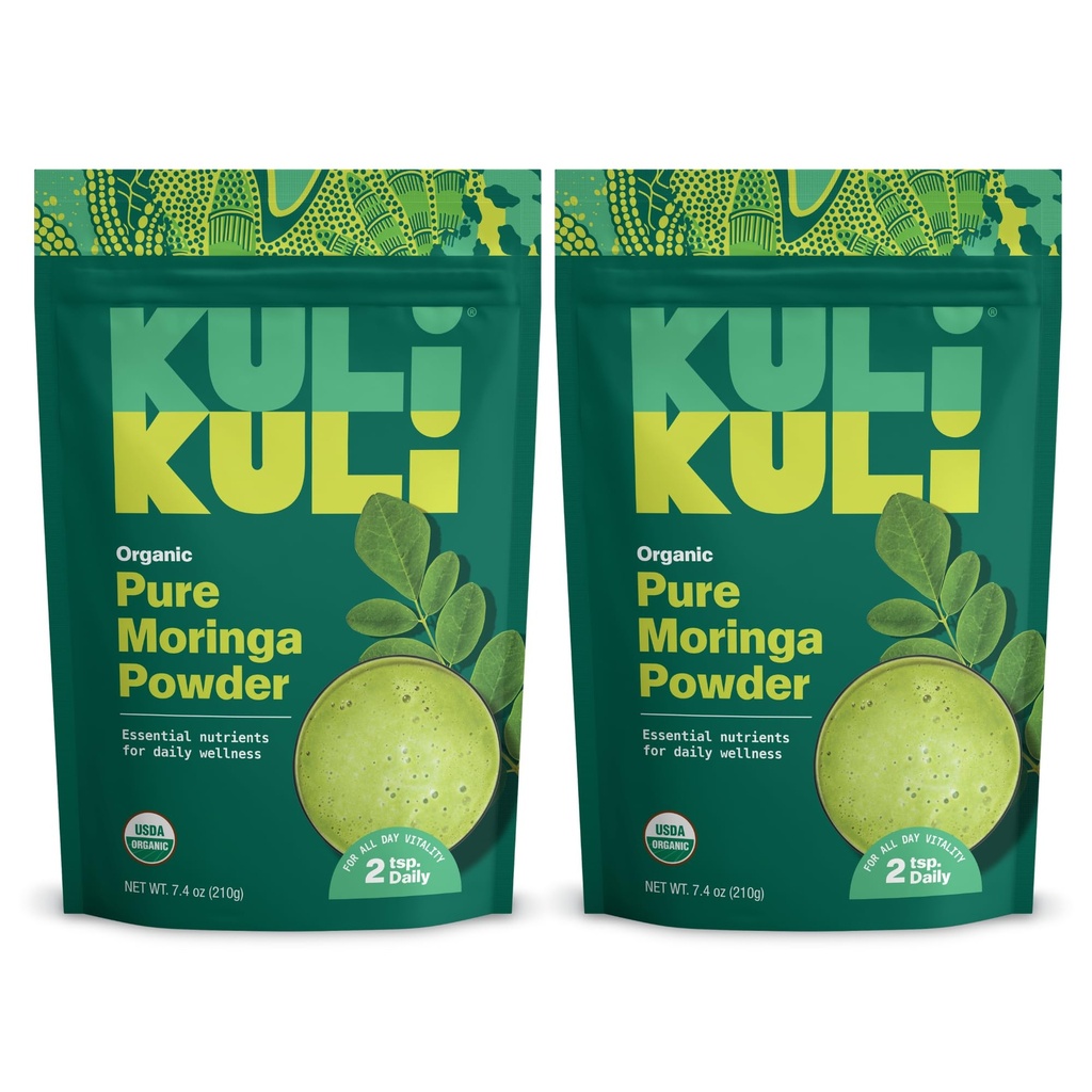 Kuli Kuli Moringa Oleifera Organic Leaf Powder & Green Smoothie, 100% Pure USDA Certified & Non-GMO Moringa Powder, Super s smoothies, čaj, in hrana, 2 Pack