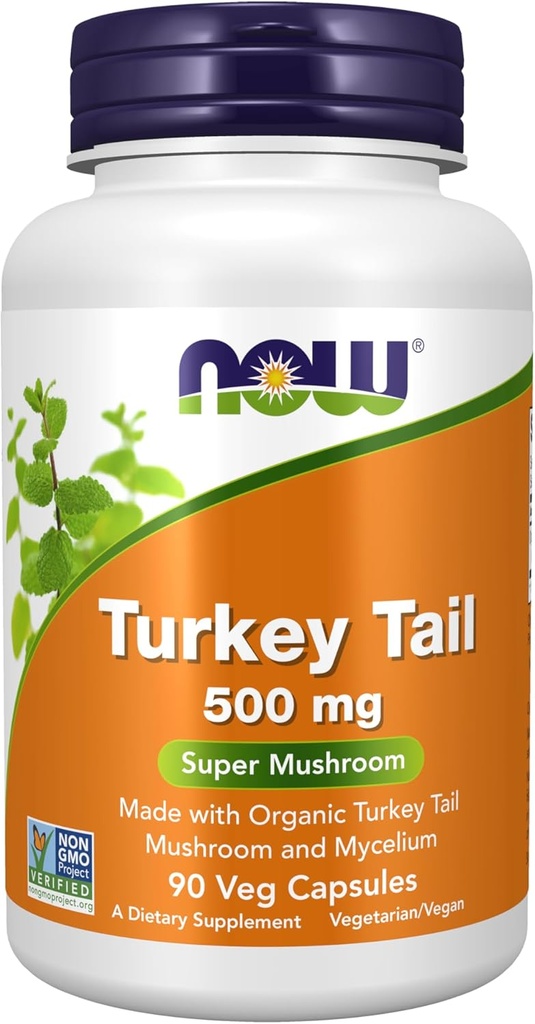 NOW Foods Supplements, Turčija rep 500 mg, Super goba, izdelan z organsko Turčijo repnih gob in micelij, 90 Veg kapsule