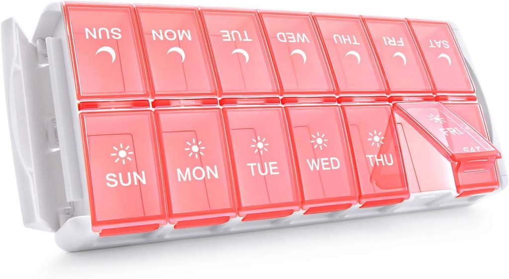 TackMag Weekly Medicine tablete Organizator 2 krat na dan, Easy polnilo AM tablete PM škatle, velike zmogljivosti hitro polnjenje 7 dan tablete primeri tabletk/vitamin/ribje olje/dodatki (Patent Registriran)