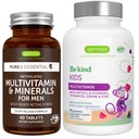 Multivitamine in minerali za moške + napredne otroke Multivitaminski gumi veganski paket, z metiliranimi B-vitamini, vitaminom A, C, D3 & E, čisto nalepko, 60 tablet + 90 Berry Flavor Gummies, by Igennus