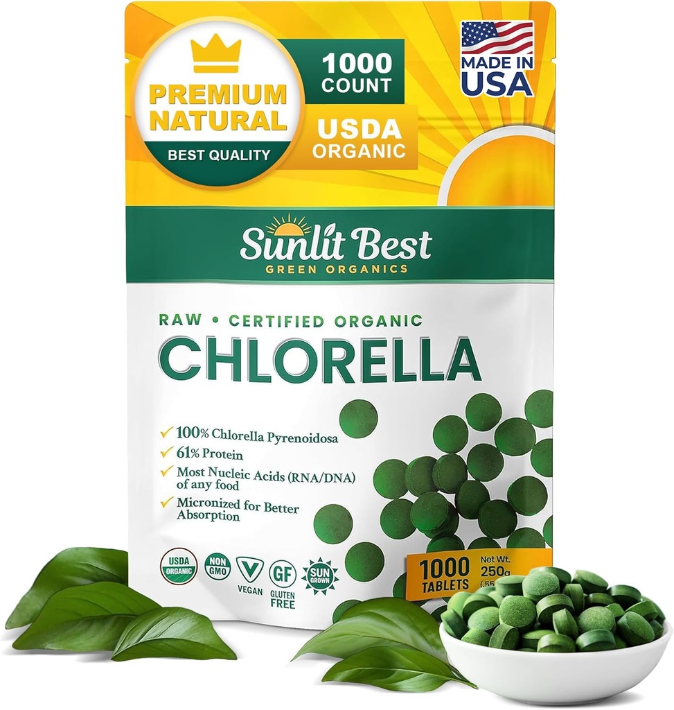 Sunlit Best USDA Organic Premium tablete klorola 1000 Število 