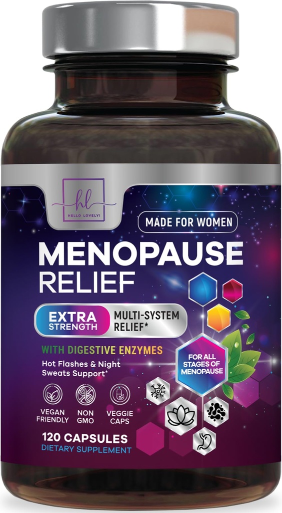 Menopause dopolnila za ženske z Dong Quai, Chaste Berry, Black Cohosh, 8 milijard CFU probiotiki - Hot Flash Night Sweats & Menopause Relief Probiotic za vaginalno, Prebavno zdravje - 120 kapsul