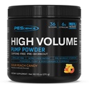 PEScience High Volume Stim-free Pre Workout Pump Powder, Nitric Oxide Booster z L Citrulin & L Arginin Nitrate, Non-Stim Preworkout za moške in ženske, 36 Scoops, Sour Peach Candy
