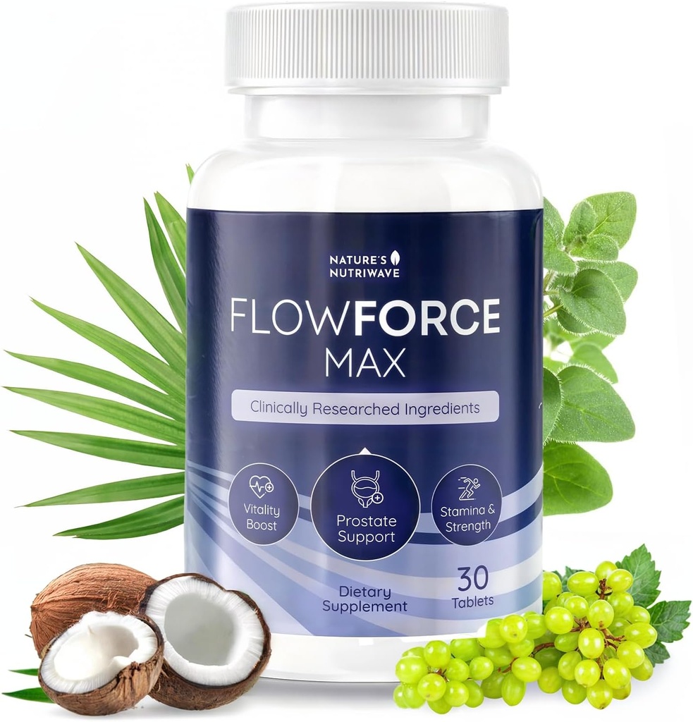 FlowForceMax Herbal Support Supplement - Naravna rastlinska osnova Formula z žago Palmetto Extract 30 Žvečljive tablete, 1 mesec dobave, Made in USA