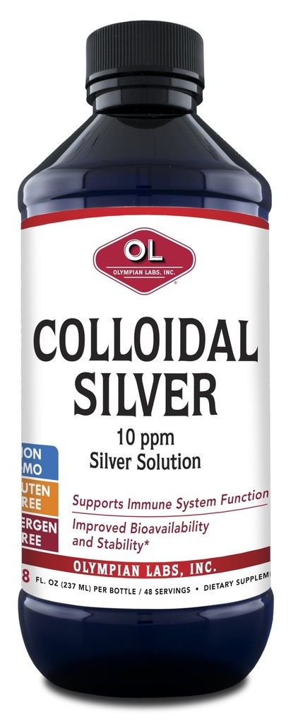 Olympian Labs Koloidal Silver 8floz 45 Servings - 10ppm Prečiščena biorazpoložljiva podpora Silver Imune Support