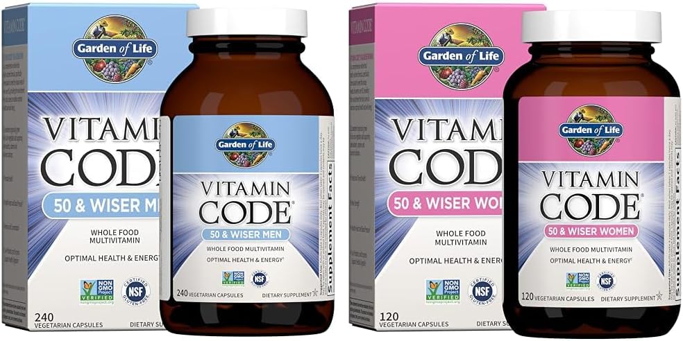 Vrt življenja Multivitaminski za moške in multivitaminski za ženske - Vitaminska koda 50 & Wiser ženske Surovo celotno hrano Vitamin dodatek